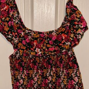 Haute Project Los Angeles Womens Floral Bell Sleeve Crop Top blouse Size Large